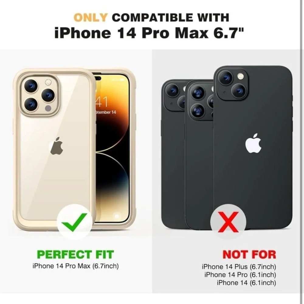Diaclara Designed for iPhone 14 Pro Max Case‎ 6.7'', Full Body Rugged Case $18